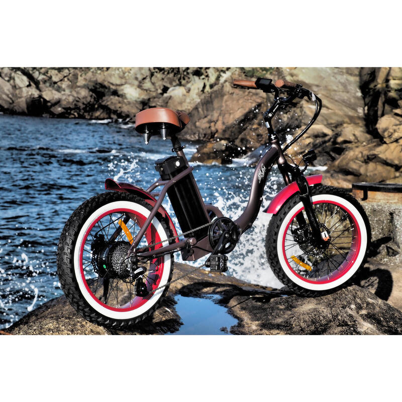 Bici Eléctrica Plegable Urbana Fatbike 20 plg - Rodars Calipso Marrón Metalizado