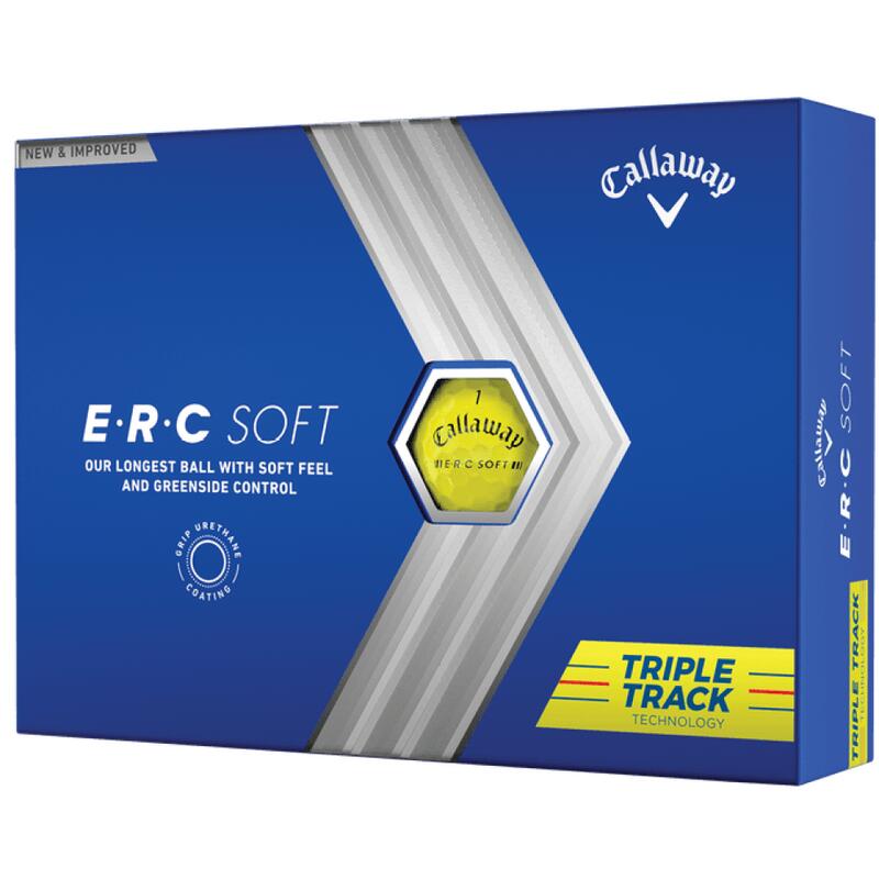 Caja de 12 Pelotas de golf Callaway ERC Soft Triple Track Amarillo New