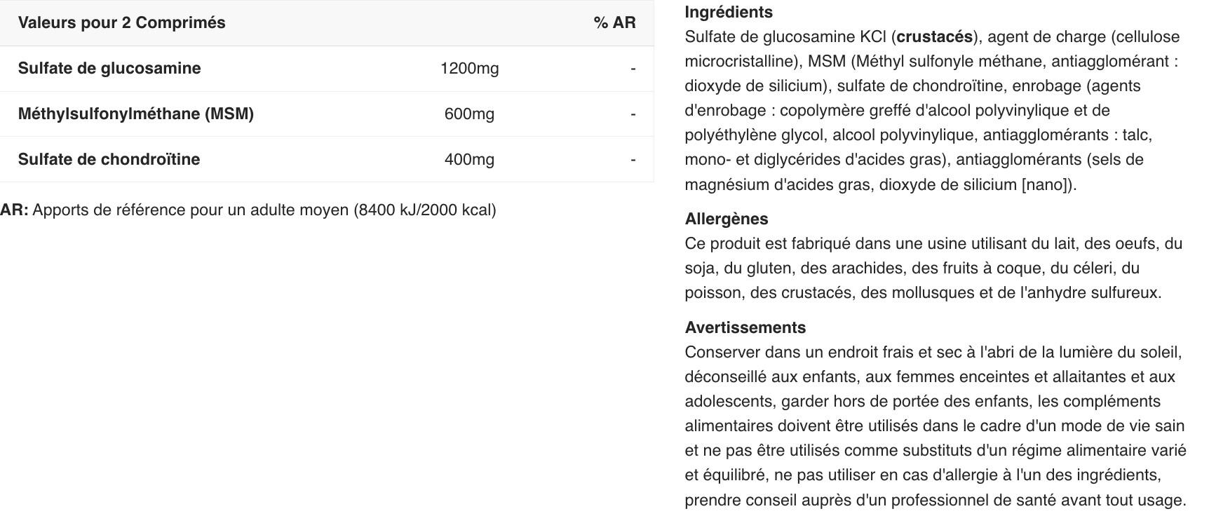 Glucosamine/Chondroïtine - MSM Chondroitin Glucosamine - 60 Comprimés 2/5