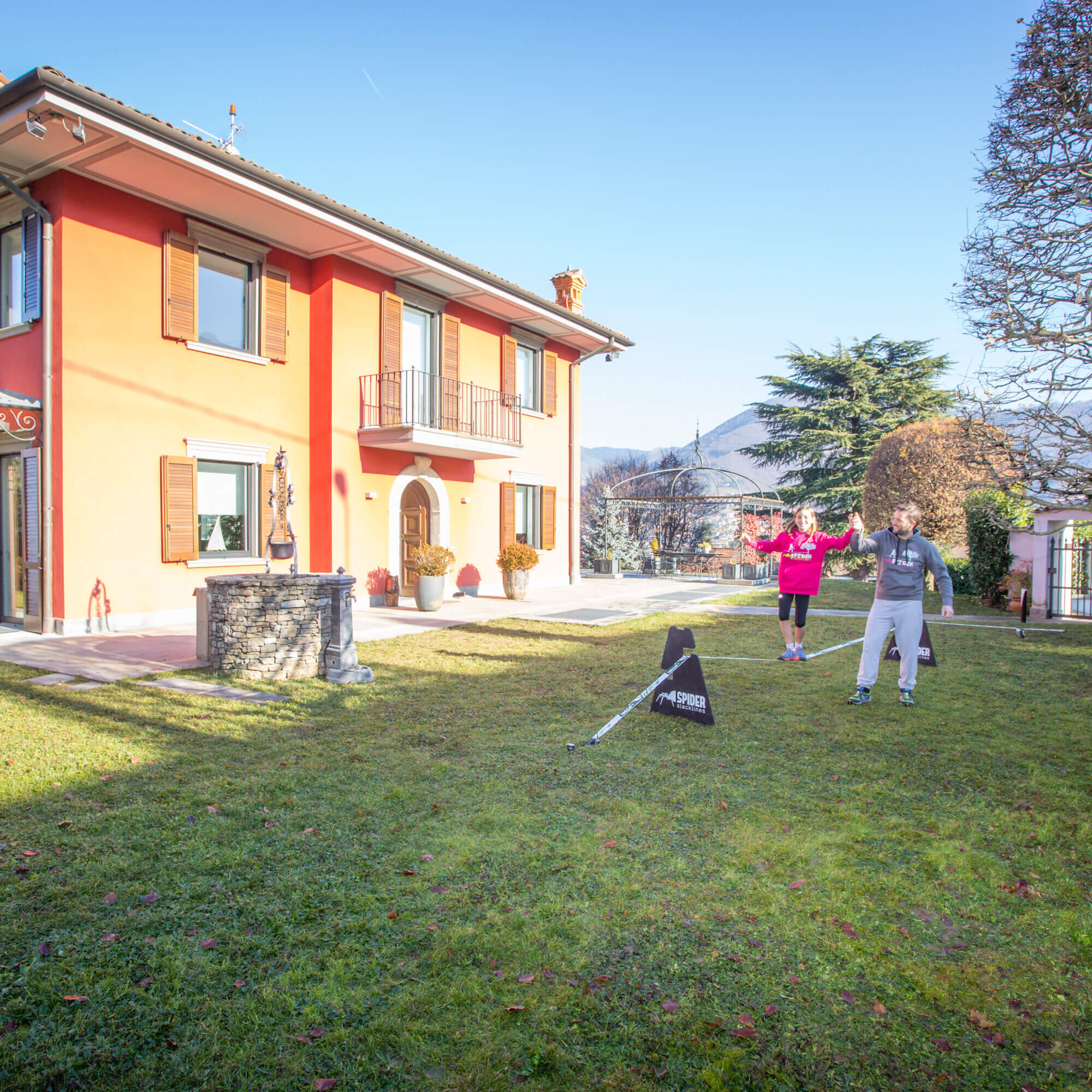 Cavalletto Slackline in Legno Nero - 3 Altezze Regolabili 30/50/70cm 5/7