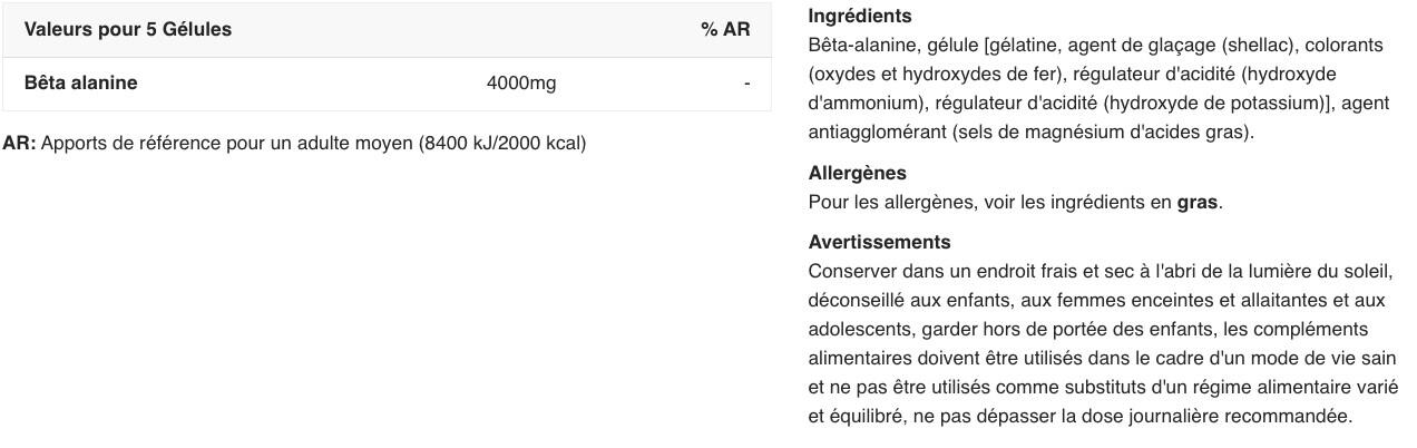 Bêta-alanine - Beta-Alanine - 150 Gélules 2/5
