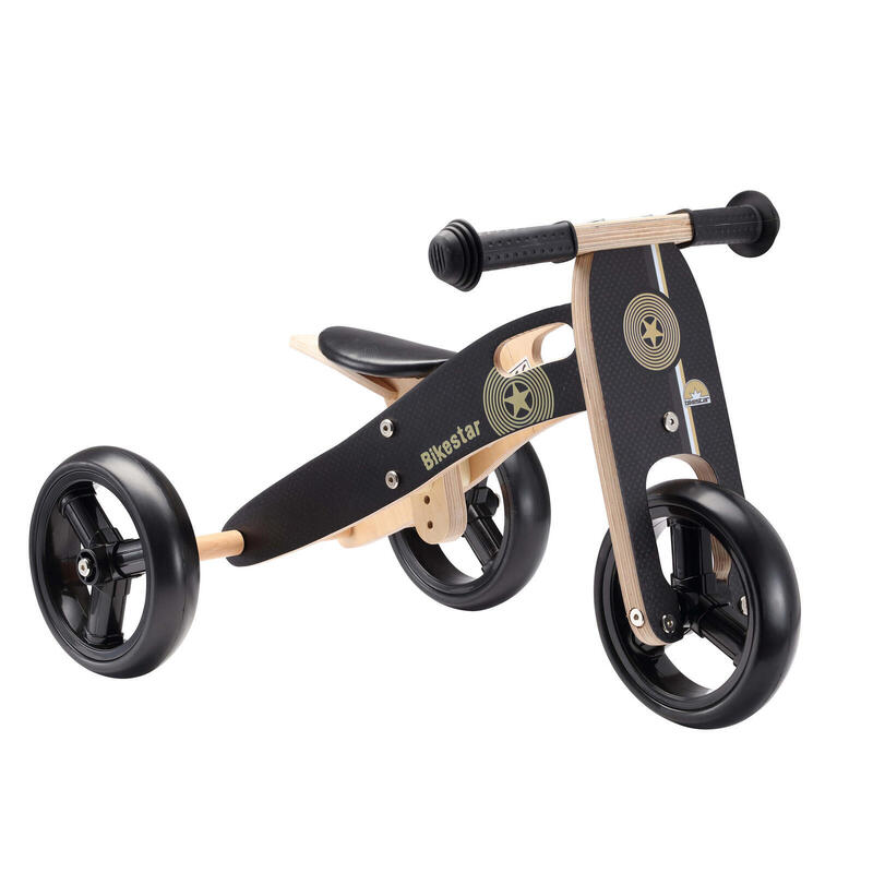 Bikestar mini loopfiets 2 in 1, hout, 7 inch, zwart