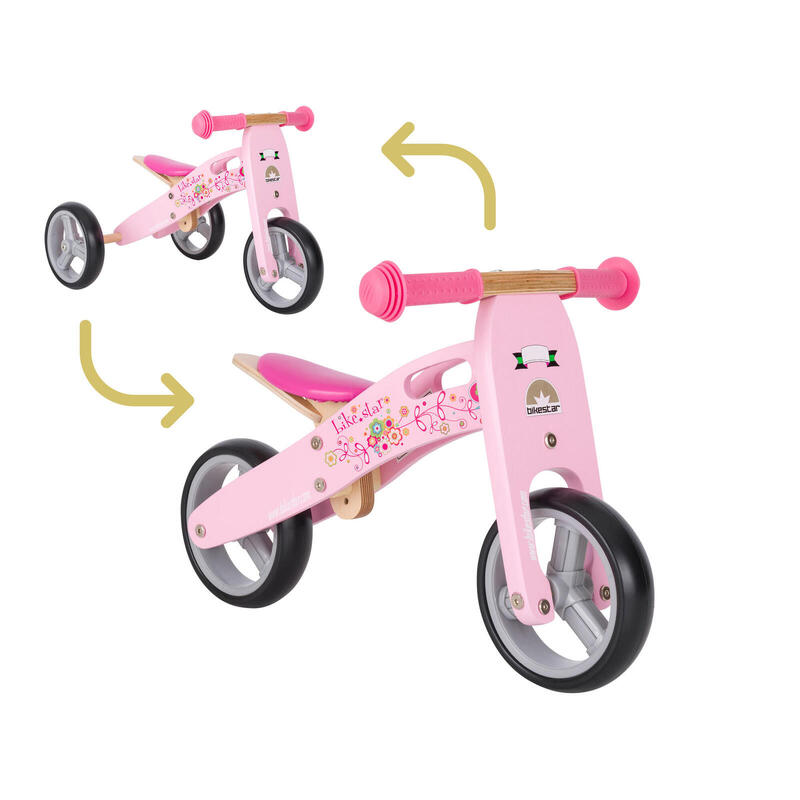 Bikestar mini loopfiets 2 in 1, hout, 7 inch, roze