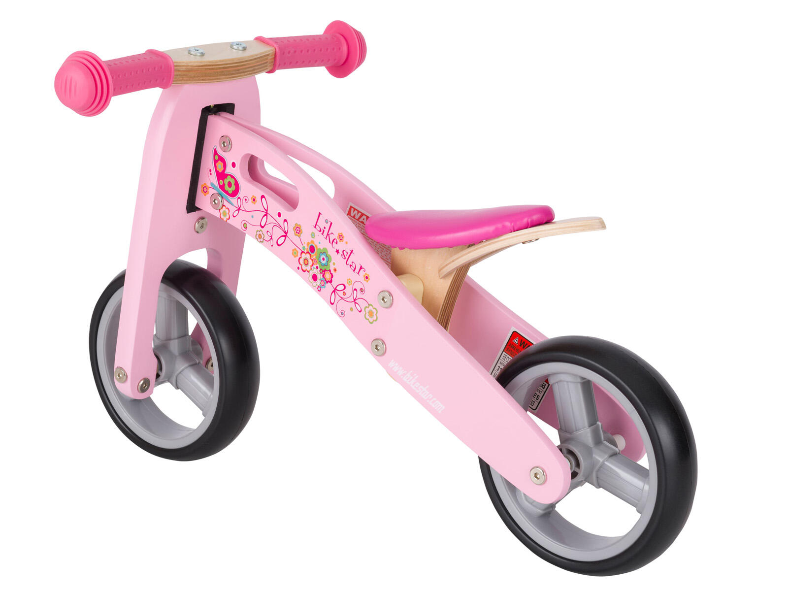 Bikestar mini loopfiets 2 in 1, hout, 7 inch, roze 2/5