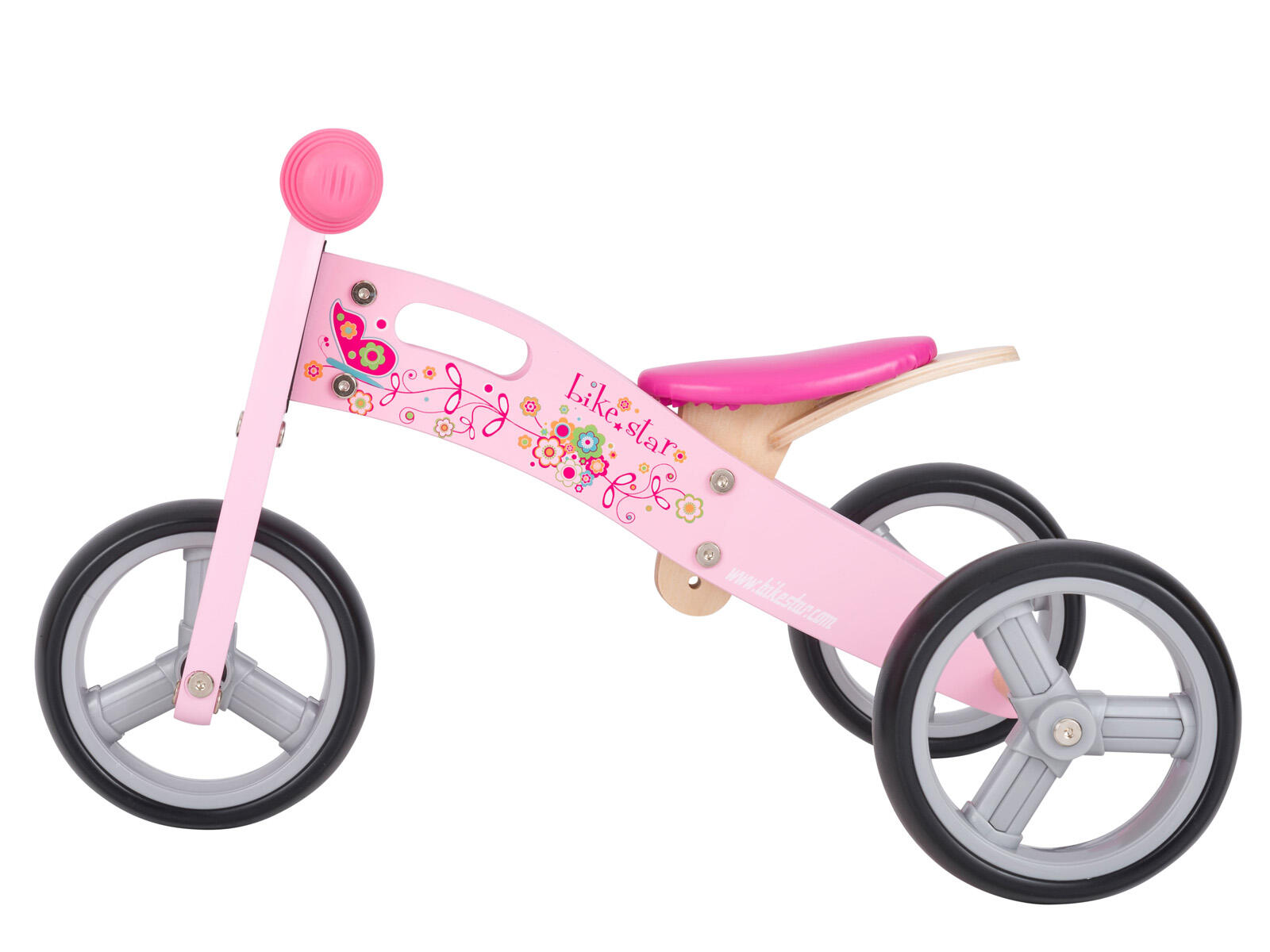 Bikestar mini loopfiets 2 in 1, hout, 7 inch, roze 5/5