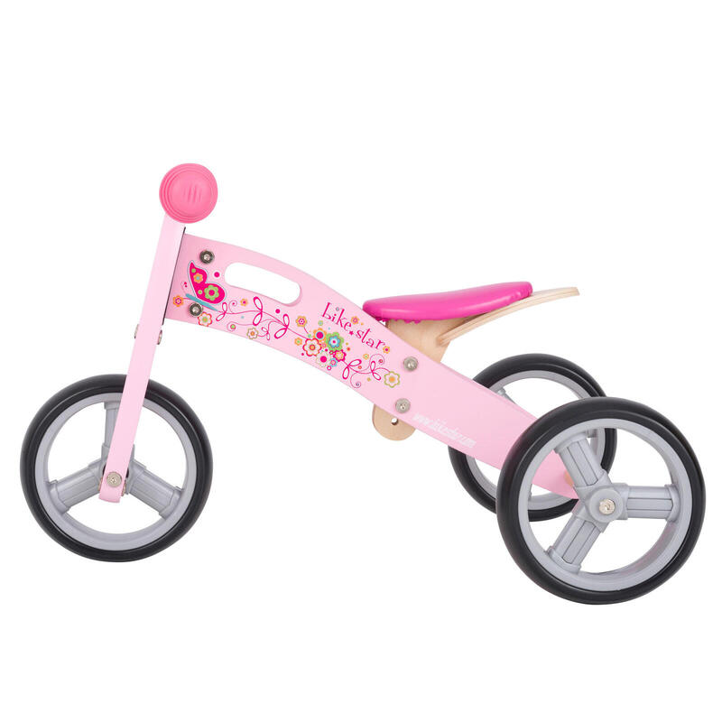 Bikestar mini loopfiets 2 in 1, hout, 7 inch, roze