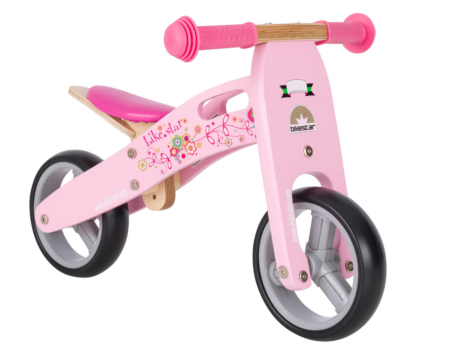 Bikestar mini loopfiets 2 in 1, hout, 7 inch, roze 4/5