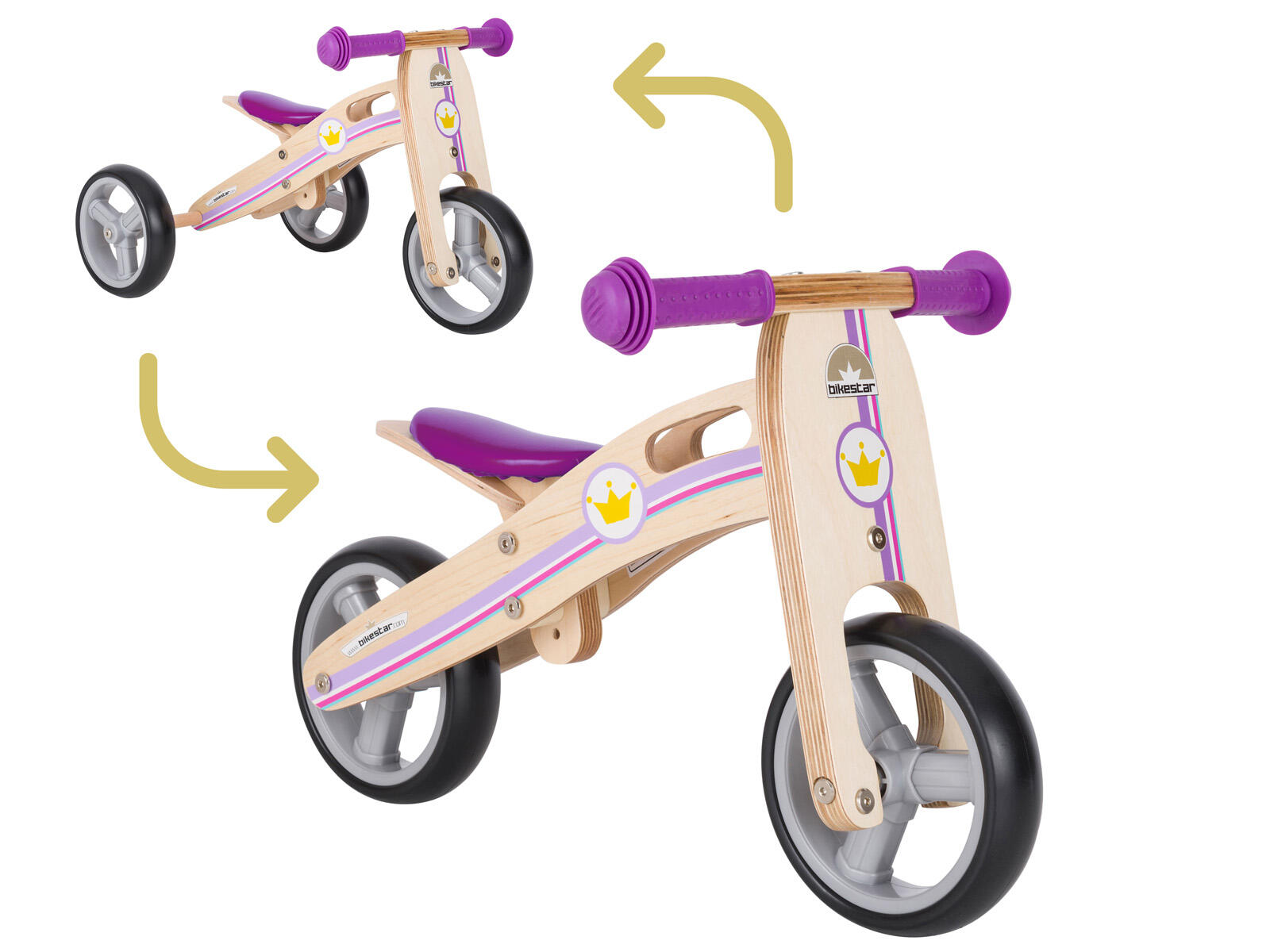BIKESTAR Bikestar mini loopfiets 2 in 1, hout, 7 inch, lila