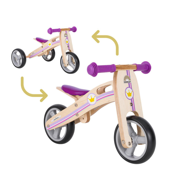Bikestar mini loopfiets 2 in 1, hout, 7 inch, lila
