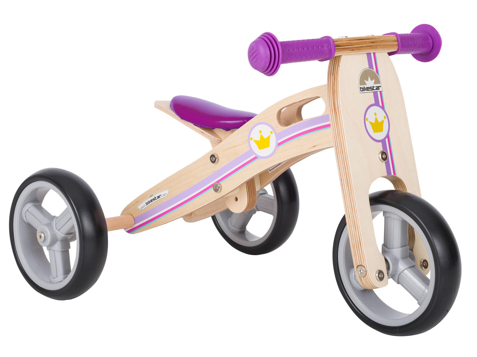 Bikestar mini loopfiets 2 in 1, hout, 7 inch, lila 3/5