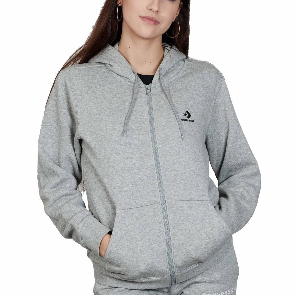 Full Zip Hoodie Go-To Embroidered Star Chevron  Grey - 10024511-A04