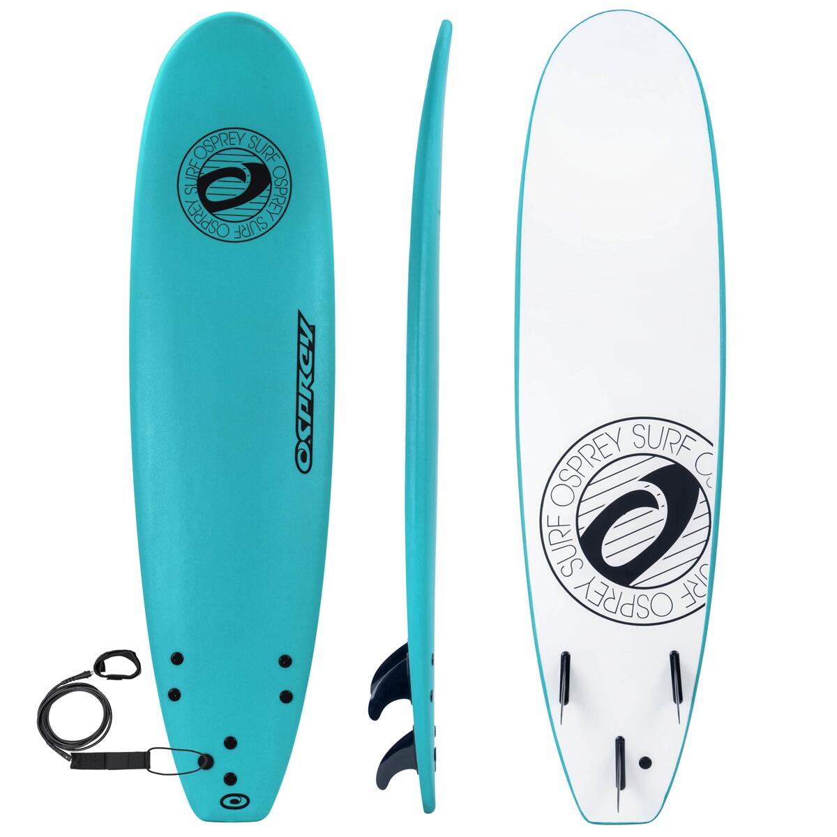 XPE Foam Surfboard with Leash and Fins, Mint Design 1/6