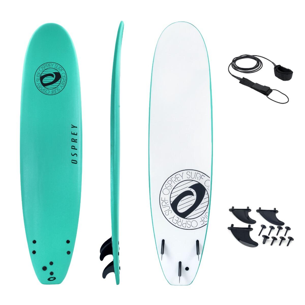 XPE Foam Surfboard with Leash and Fins, Mint Design 2/4