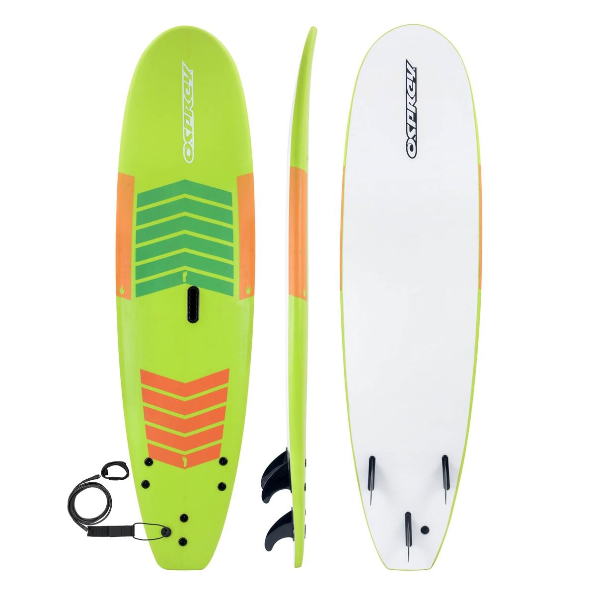 OSPREY ACTION SPORTS XPE Foam Surfboard with Leash and Fins, Complete Set