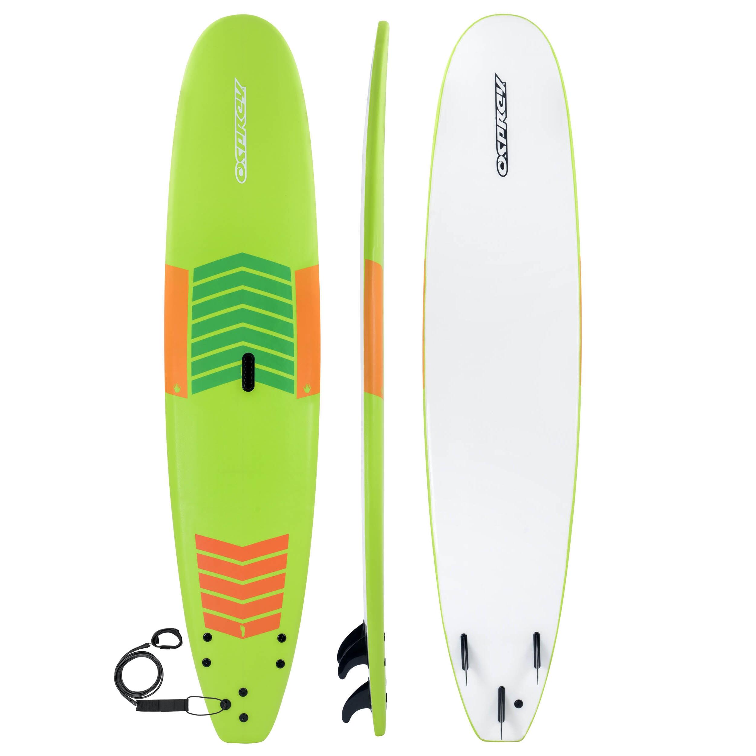 OSPREY ACTION SPORTS XPE Foam Surfboard with Leash and Fins, Green Design