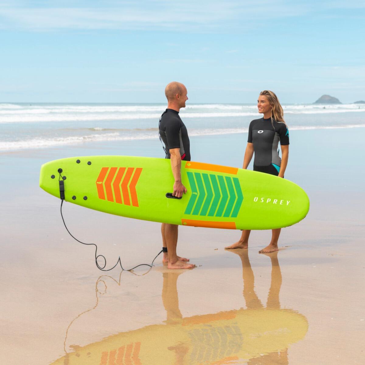 XPE Foam Surfboard with Leash and Fins, Green Design 3/4