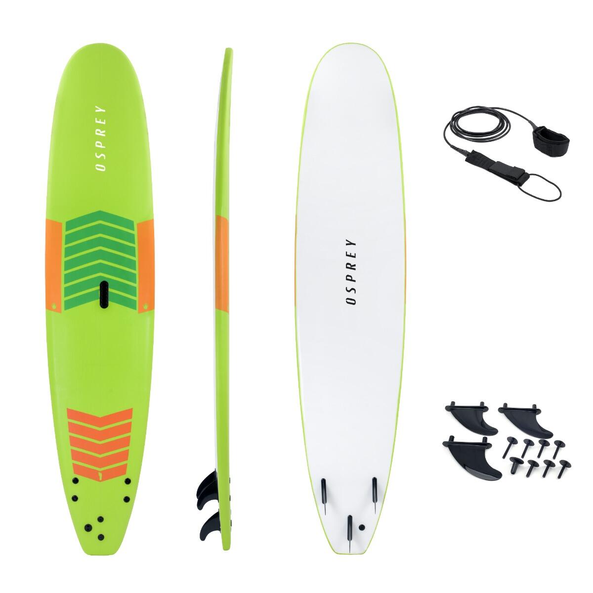 XPE Foam Surfboard with Leash and Fins, Green Design 2/4