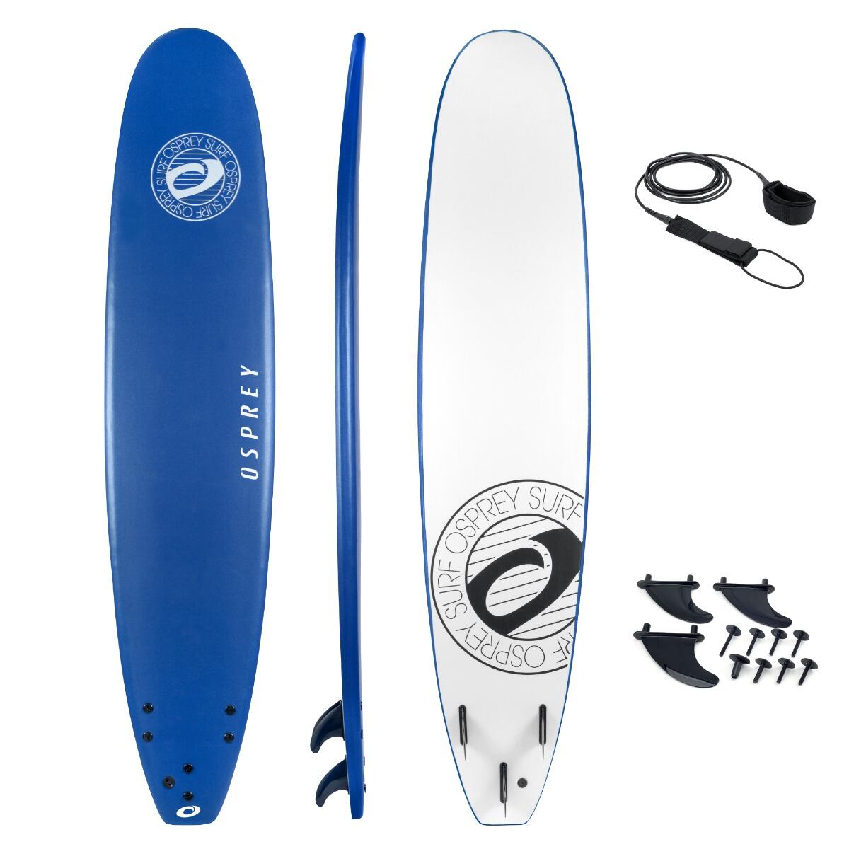 XPE Foam Surfboard with Leash and Fins, Classic Blue 2/4