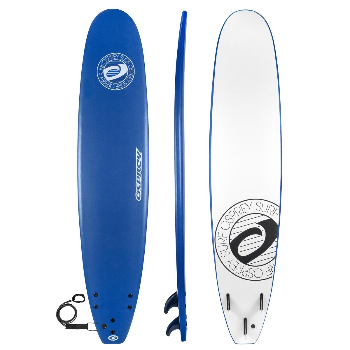 XPE Foam Surfboard with Leash and Fins, Classic Blue 1/4