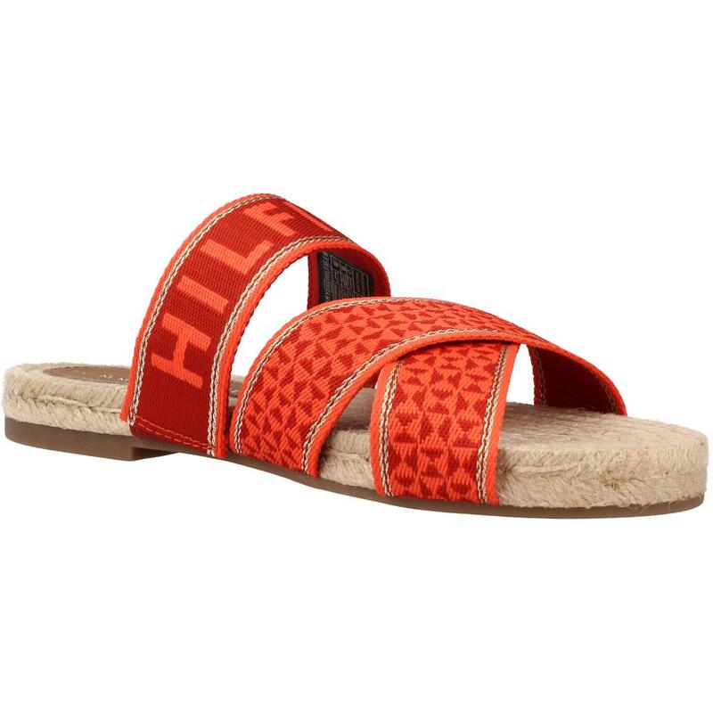 Sandalias Mujer Tommy Hilfiger Webbing Flat Espad Naranja