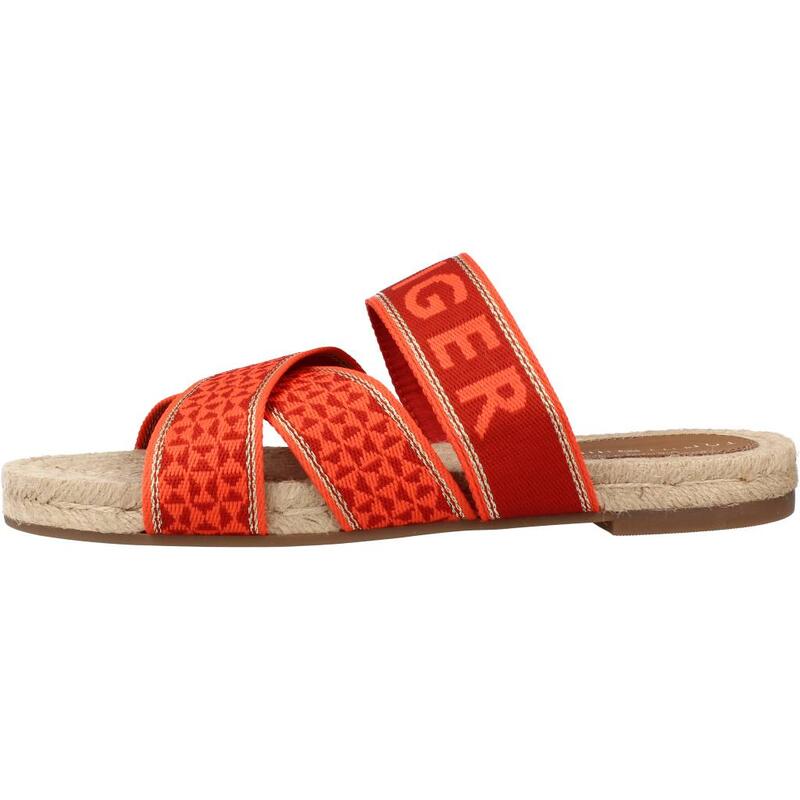 Sandalias Mujer Tommy Hilfiger Webbing Flat Espad Naranja