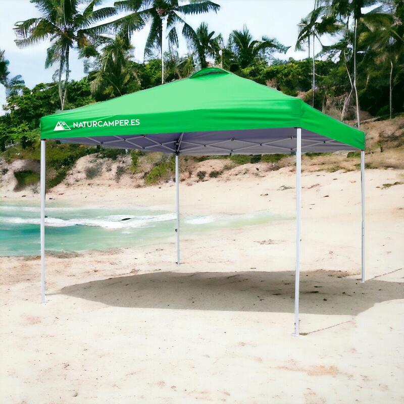 Carpa plegable 3x3m Verde para camping y playa.