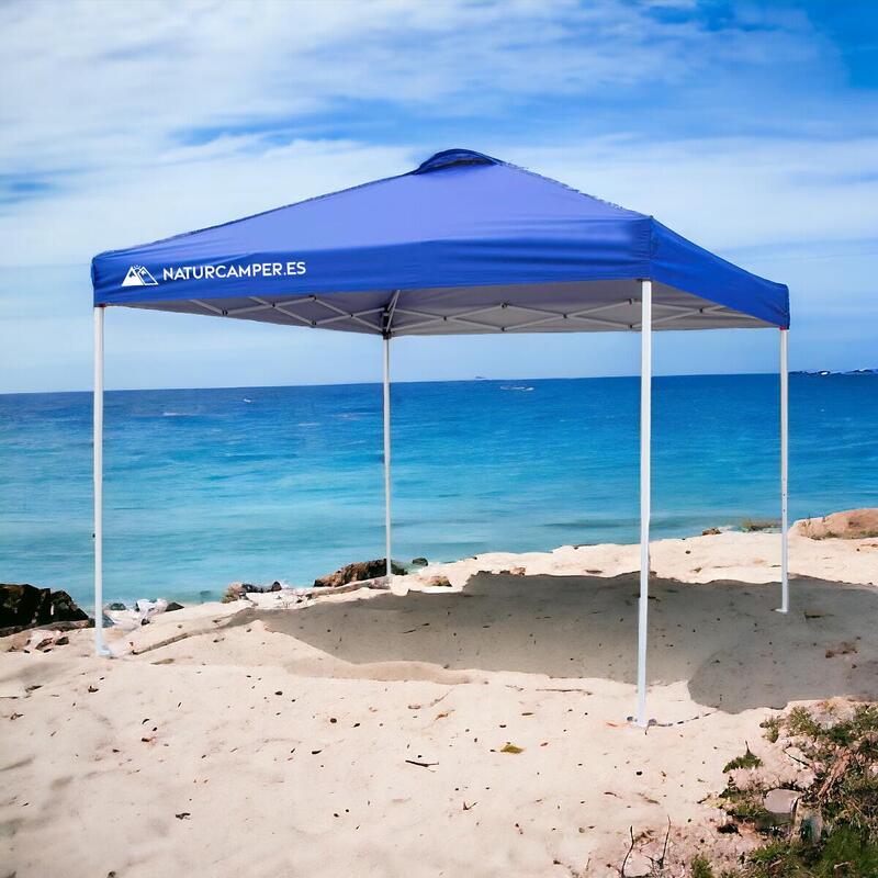 Tente pliable 3x3m Bleu pour la plage, le jardin, le camping ou la piscine