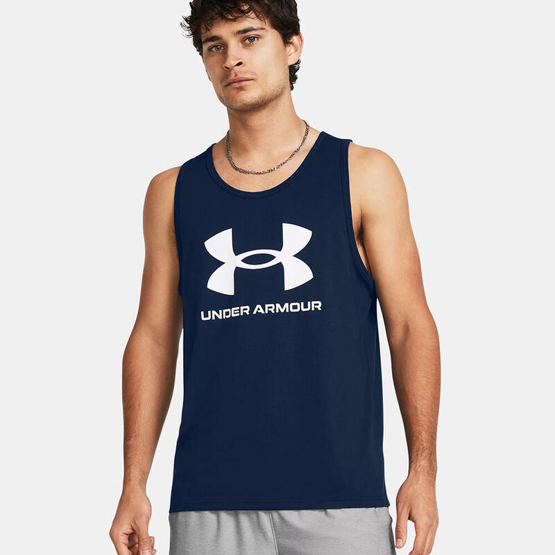 Under Armour Heren Tanktop Ua Sportstyle Logo Blauw