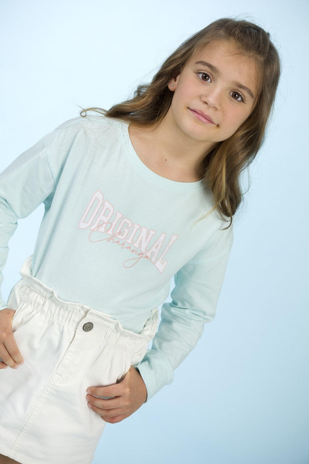 Camiseta de niña color aguamarina 3/5