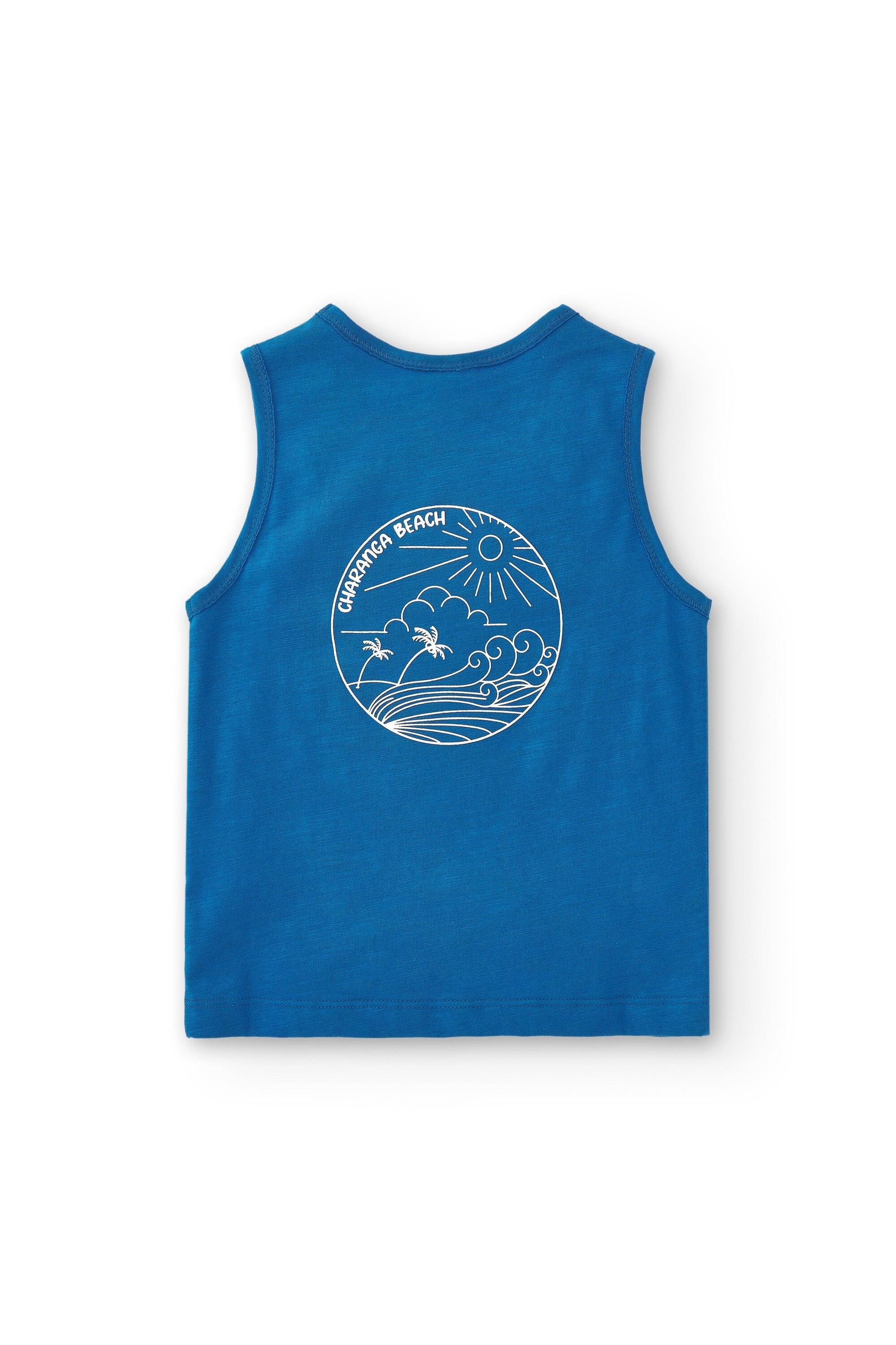 Camiseta regata azul com estampa de onda de surf para 4/5