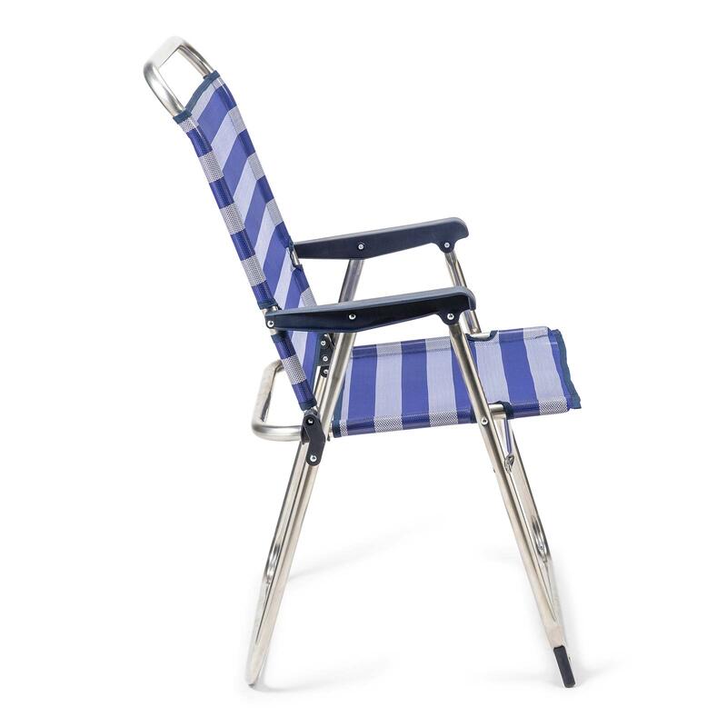 Cadeira de praia dobrável de Solenny 81x62x86 cm azul e branco