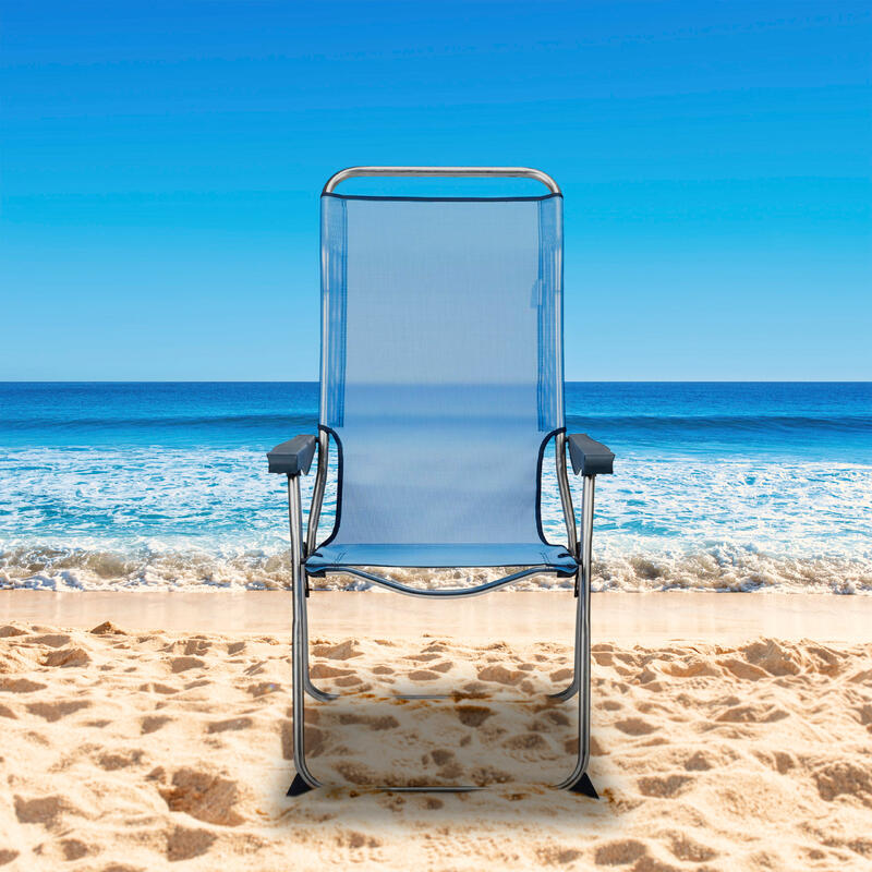 Cadeira de Praia e Jardim Solenny Reclinável 5 Posições 67x63x114 cm Azul