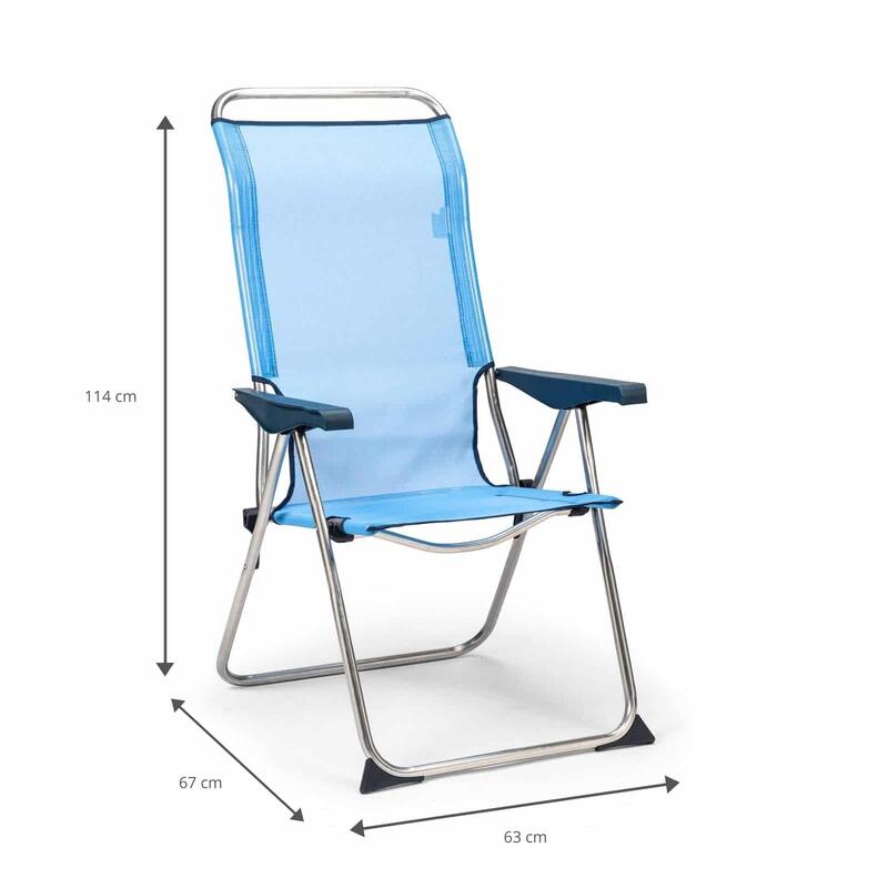 Cadeira de Praia e Jardim Solenny Reclinável 5 Posições 67x63x114 cm Azul