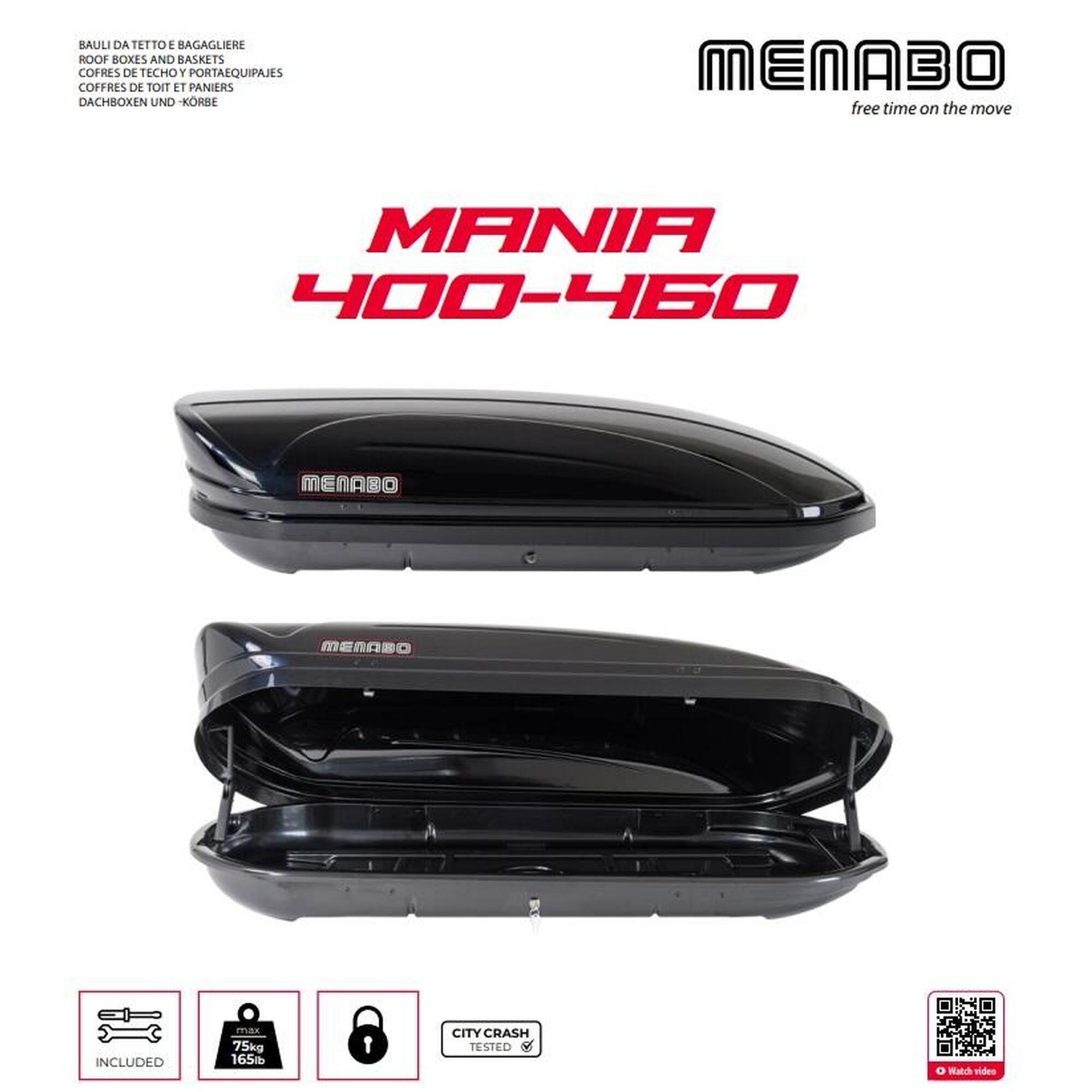 Cutie portbagaj cu deschidere dubla Menabo Mania 460 DUO ABS Black, 198x79x37cm