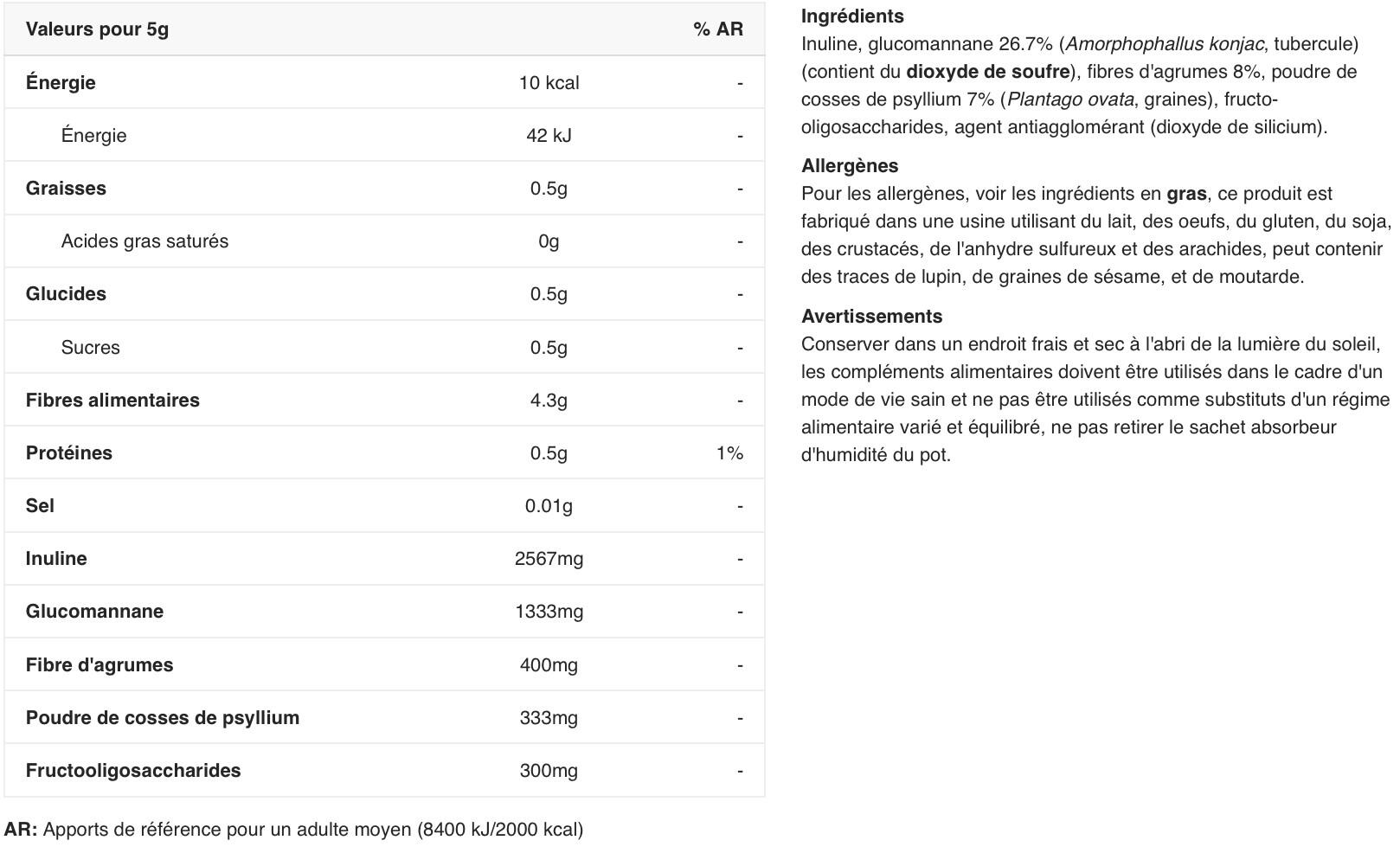 Fibres alimentaires - Fiber Mix - Saveur neutre 225g 2/5
