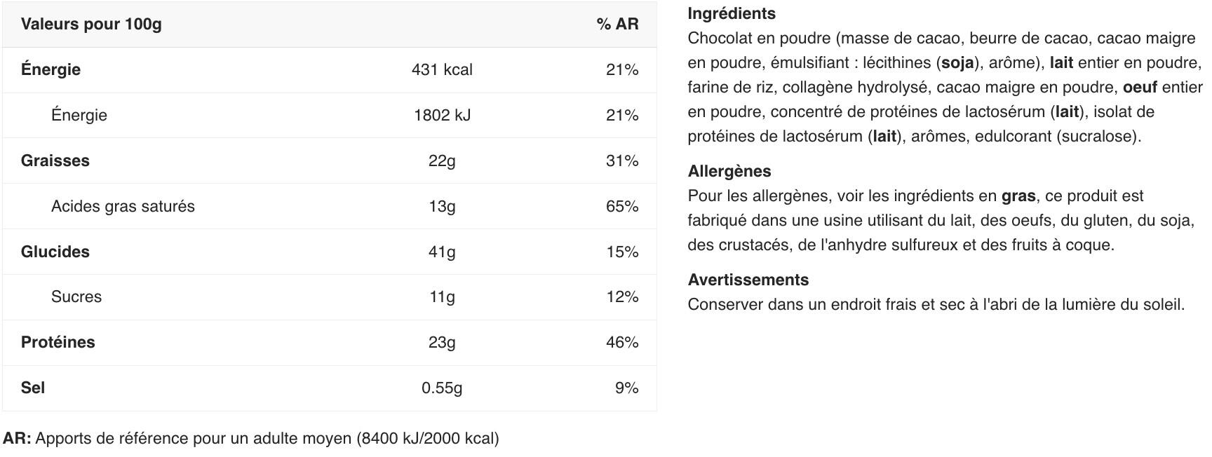 Préparation protéinée - Protein Brownie - Brownie 600g 2/4