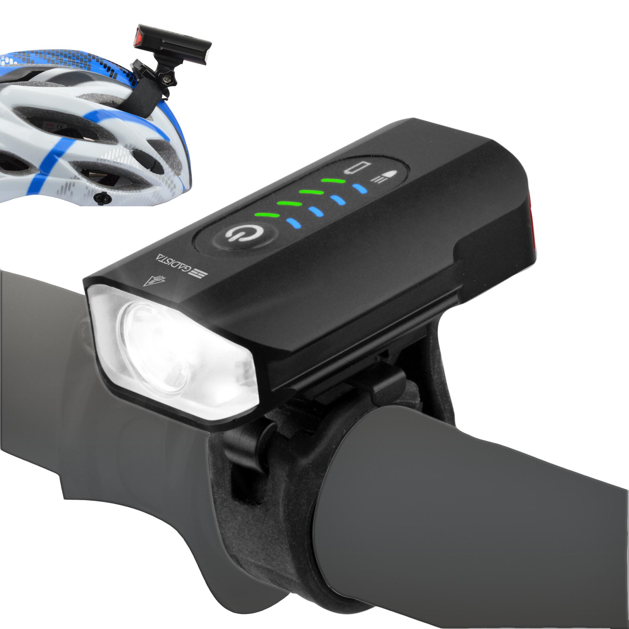 Gadista - Lumiere Velo Avant Et  Arriere 2en1, Lampe Velo Led Puissantes Rechargeable Usb - Éclairage Vélo - Noir - 460 Mm - Decathlon