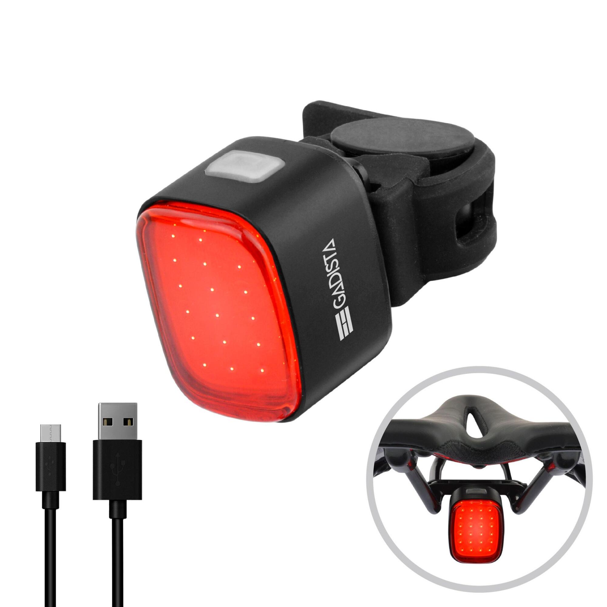 Gadista - Lumiere Velo Arriere Puissante Rechargeable 50 Lumens, Ip65, 10h D'Autonomie - Éclairage Vélo - Noir - 370 Mm - Decathlon