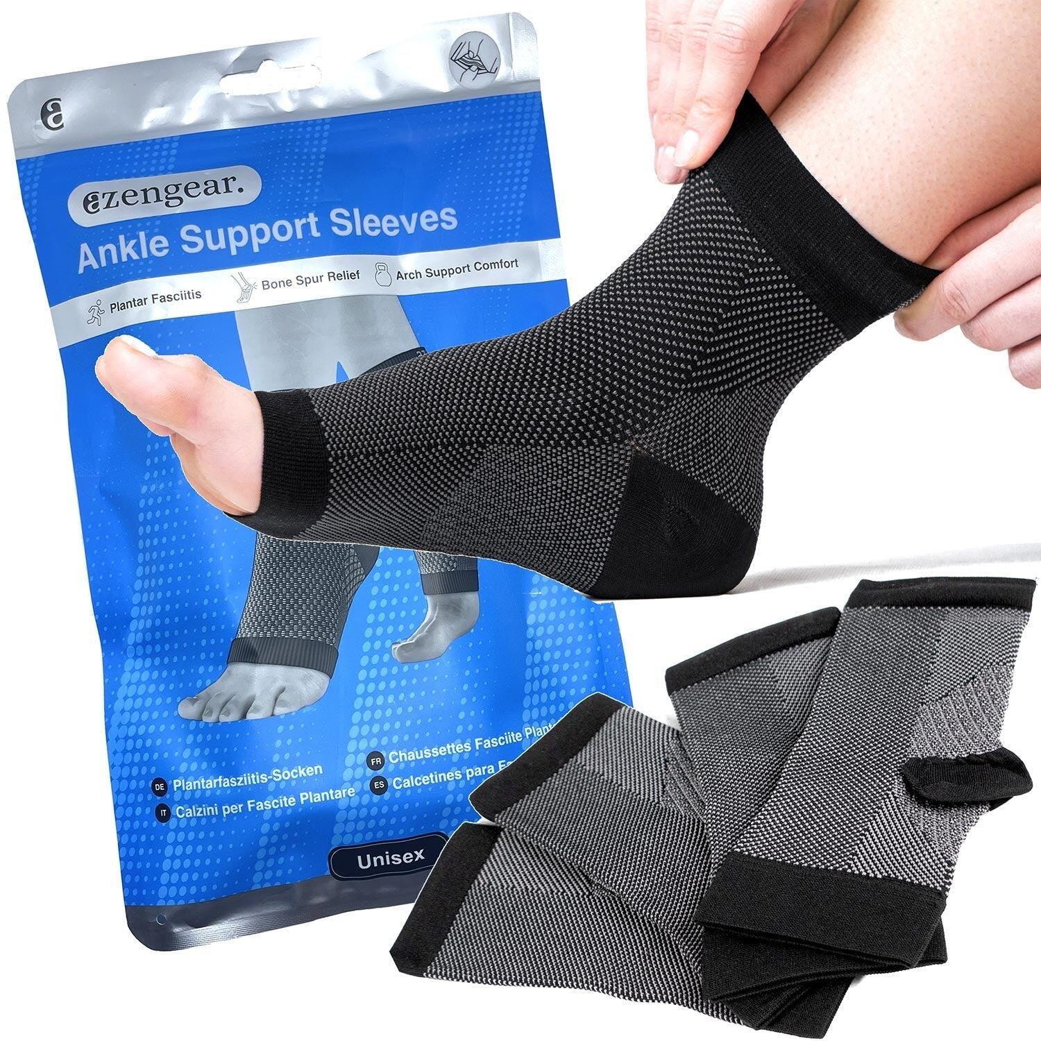 AZENGEAR Ankle Support and Plantar Fasciitis Socks (2 Pairs)