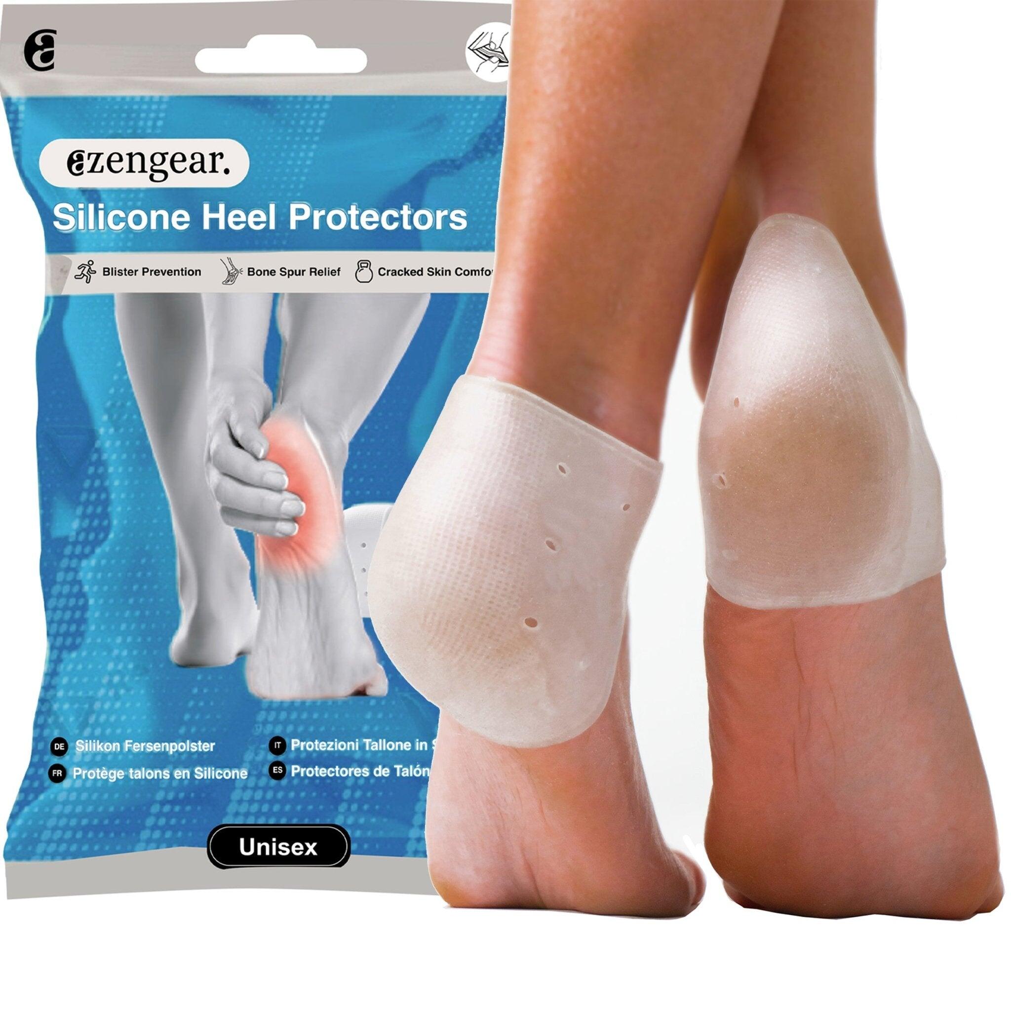 AZENGEAR Silicone Gel Heel Protectors (2 Pairs) to Prevent Blisters and Cracked Heels
