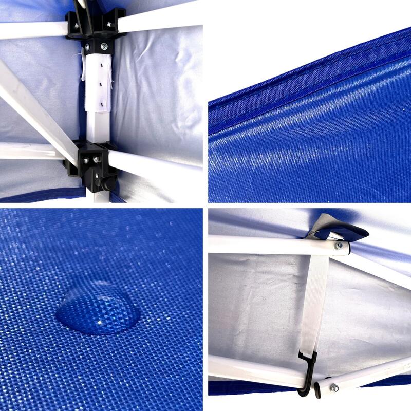 Opvouwbare tent 3x3m Blauw voor strand, tuin, camping of zwembad