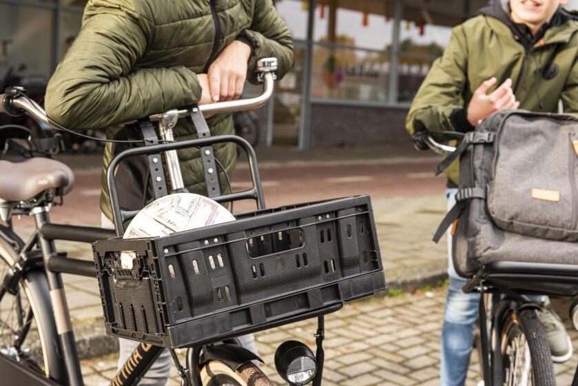 Steco Cestino pieghevole in plastica 20 L per bici, 40 x 30 x 17 cm, nero. 3/5