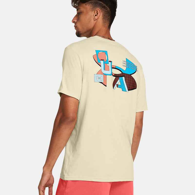 T-SHIRT UNDER ARMOUR HOMME UA LOGO FOND COLORÉ BEIGE