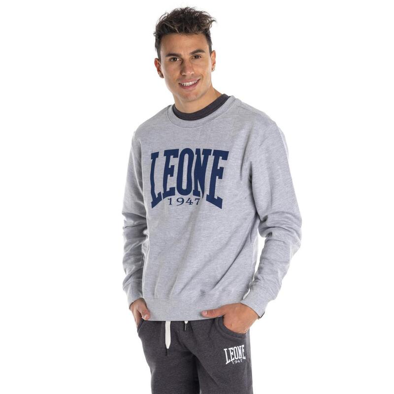 Sweatshirt homem bÃ¡sico com gola redonda e logotipo grande