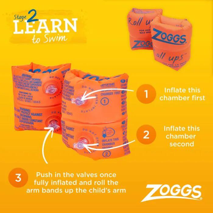 Zoggs Roll Up Armbands - Età 1-6 anni 3/4