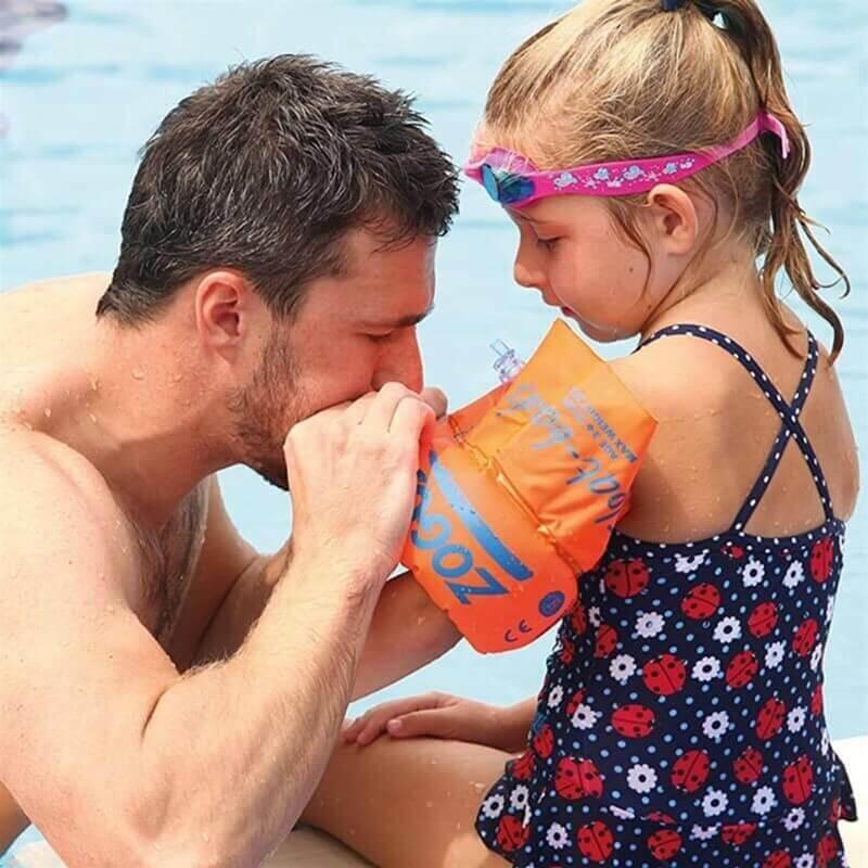 Brassard de piscine enfant FLOAT BANDS, jusqu'au 1 ans (max 12.5kg), Orange Vert