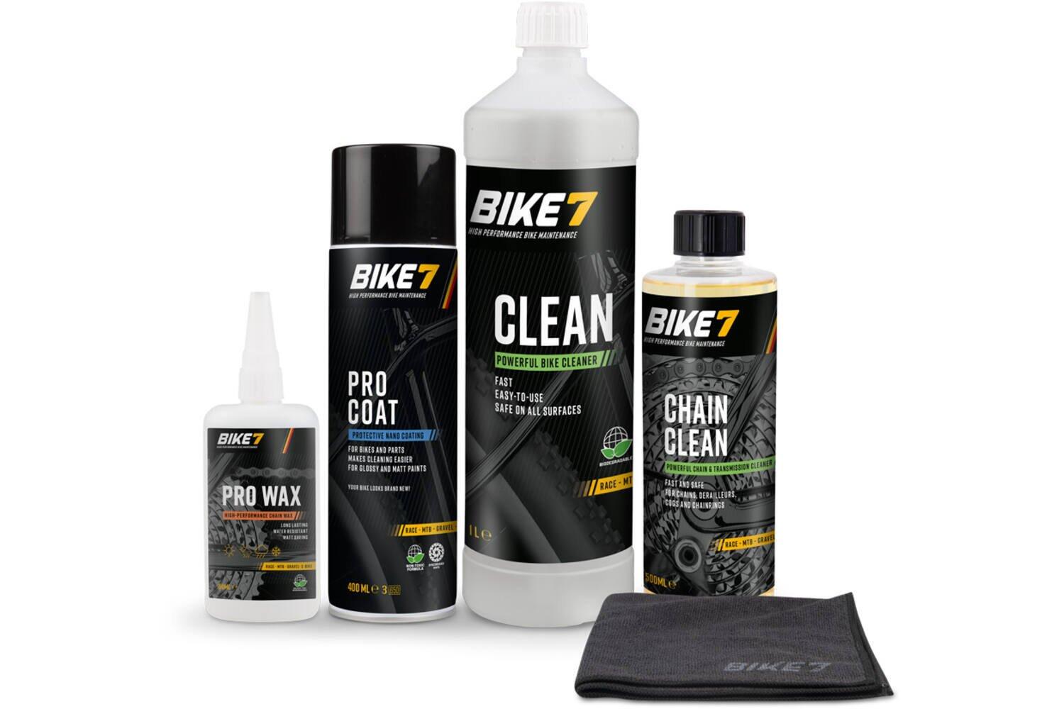 BIKE7 Fietsaccessoires volledig onderhoud - Bike7 Clean & Care Box 6 items