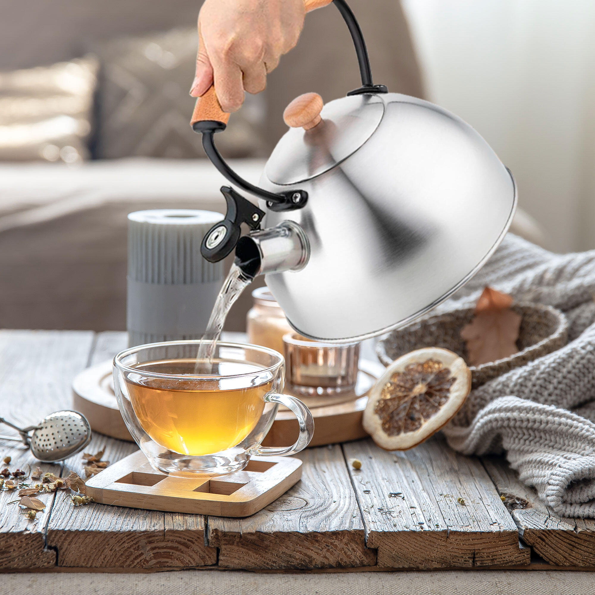 Bouilloire Sifflante, Capacité De 2,5 L, Théière En Acier Inoxydable Pour Faire Bouillir L'eau YYV - Maison