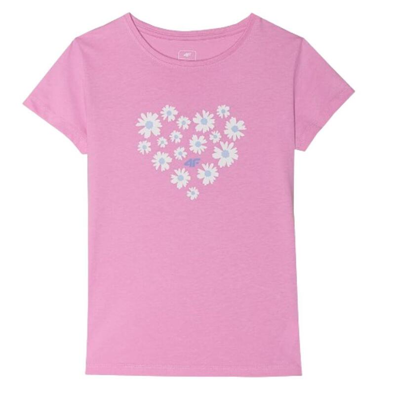 T-shirt em Algodão Ginástica Menina 4F TTSHF1152. Rosa Velho