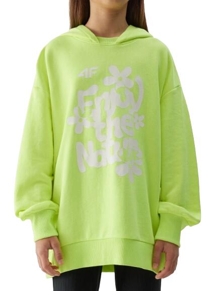 4F CAMISOLA COM CAPUZ MENINA Algodão Oversize 4F. Amarelho Neon